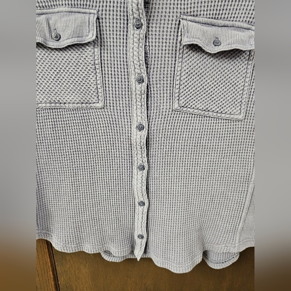 Aerie LumberJane Waffle Shirt Oversized Relaxed Size S Purple Blue - Picture 4 of 11